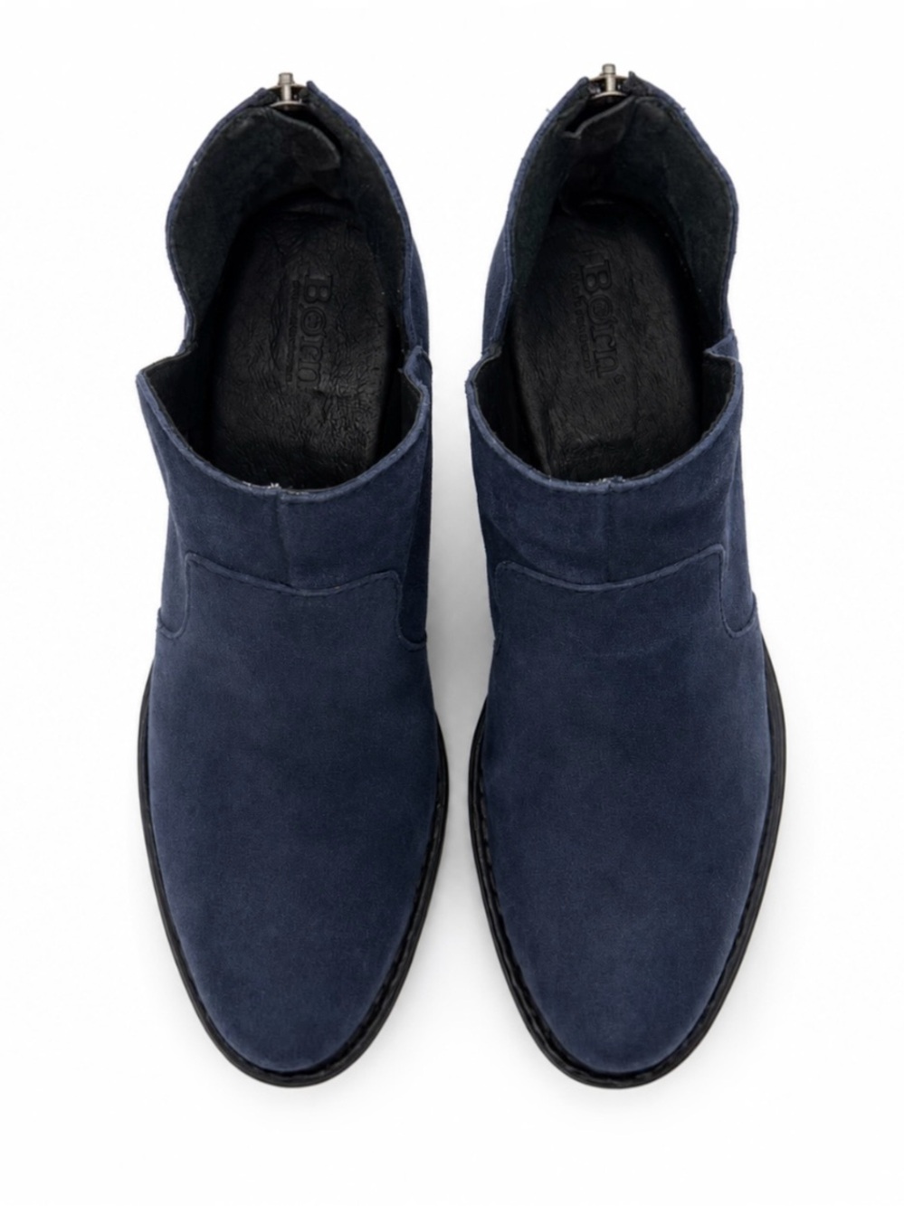 Born Distressed Blue Suede Ankle Booties Low Heel Casual Western 7M (Fits Long) - Picture 7 of 13